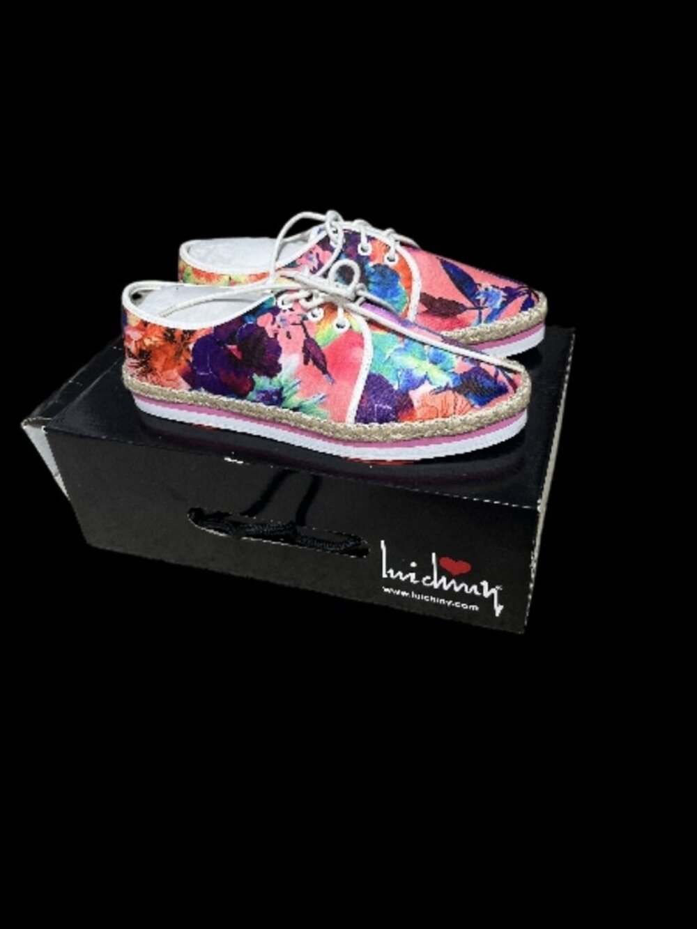 Luichiny Easy Going Oxford Espadrille Flat Sneaker Floral Pink Satin Fabric 8